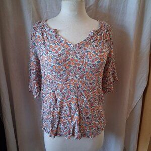 democracy Women's MED floral off the shoulder v-neck blouse